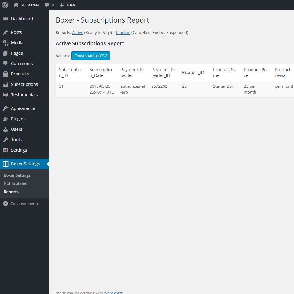 Downloadable reports for your subscription business